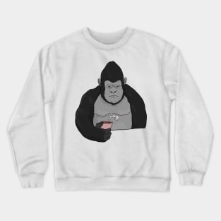 Grumpy Gorilla Ape with Coffee Morning Grouch Crewneck Sweatshirt